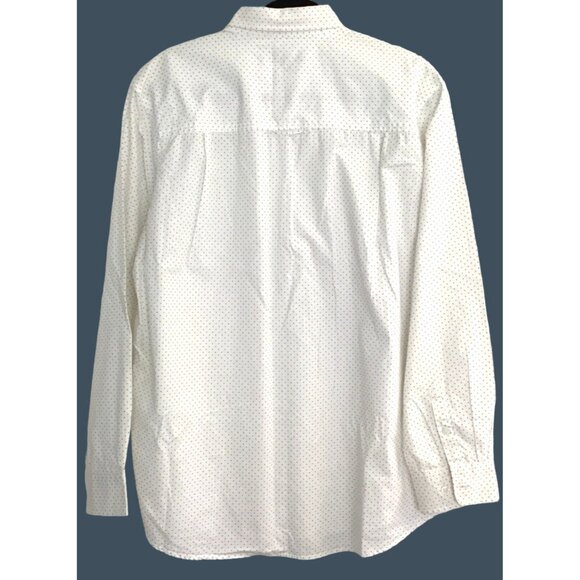 CLUB ROOM-MENS LONG SLEEVE BUTTON DOWN POLKA DOT WHOTE/BLACK SHIRT SIZE X-LARGE - Picture 2 of 5